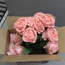 50 Pcs Pink Roses Artificial Flowers, Real Touch Velvet Roses Bouquet Fake Flowers Bulk, Artificial Roses with Long Stems for Birthday Gift Women Mom DIY Bridal Wedding Centerpiece Decorations