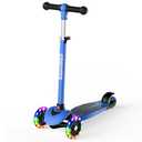 Multicolor Kids Scooter for Ages 3-12, 3 Wheel Lean to Steer Scooter with LED Light-Up Wheels, Adjustable Handlebar, Detachable Easy Storage for Boys & Girls,Blue