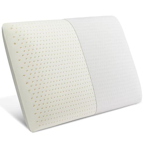 DOHPAOOK Talalay 100% Natural Premium Latex Pillow,Bed Pillow for Sleeping with Removable Cotton Cover, Helps Relieve Pressure, Breathable, Pressure Relief, Durable (Standard - Soft)
