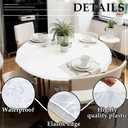 Boao 6 Pcs 60 Inch Round Plastic Fitted Tablecloth with Elastic Edge Design Waterproof Table Cover Plastic Tablecloth Protector for Thanks Giving Christmas Party Table (White)