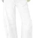 Cicy Bell Womens Baggy Barrel Jeans Boyfriend Wide Leg Mid Rise Balloon Denim Ankle Pants (14, White)