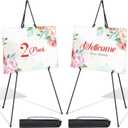 Display Easel Stand for Wedding Signs, EHWINE 2 Pack 63 Inch Foldable Painting Easels, Tripod Metal Poster Easel Display Holders, Portable Lightweight Floor Display Easel Poster Board Stand
