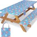 Picnic Table Cover with Bench Covers 8 Feet Water Proof Camping Table Clothes with Elastic Edge Hiking Rv Patio Equipment for Outside Car Travel Trips Gadgets Gift for Teenager Brother Sisters