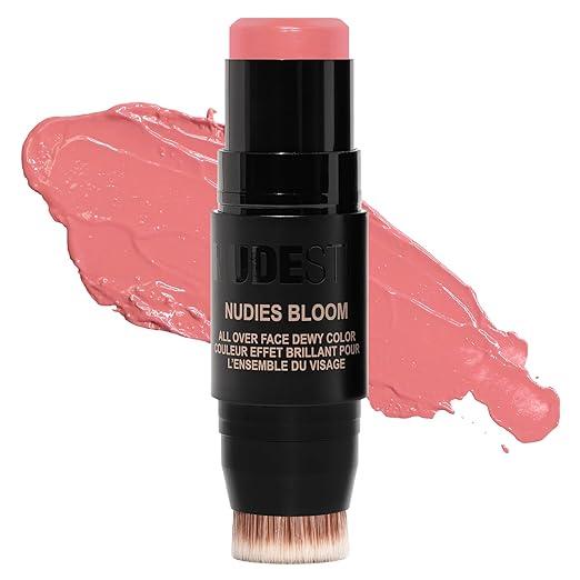 Nudestix Nudies Bloom All Over Dewy Color – 3in1 Cream Blush Stick for Cheeks, Eyes & Lips with BuiltIn Brush | Sheer, Glossy Finish | Vegan, LongWear, MultiUse Makeup (Rusty Rouge)