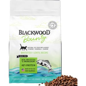 Blackwood Bounty Dry Cat Food, Whitefish & Lentil Recipe for All Life Stages, 2 Pound Bag, High Protein, Grain Free, BB 22 OCT 25