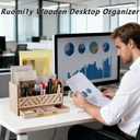 Wood Mail Organizer Countertop with Drawers, Desk Organizer for Office Supplies, Paper, Letter, Envelope, Bill