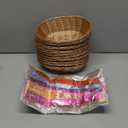 Jetec 12 Pcs Baskets for Gifts Empty, 9 x 6 x 2.24 Inches Woven Basket with 60 Colorful Pull Bows and 30 Clear Bags, Gift Fruit Storage for Thanksgiving, Christmas and Any Occasion(Beige)