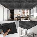 WOWSTAR 24-Pack 24"x24" Drop Ceiling Tiles, Waterproof Glue Up Vintage Style 3D Ceiling Tiles, Black, Wall Art