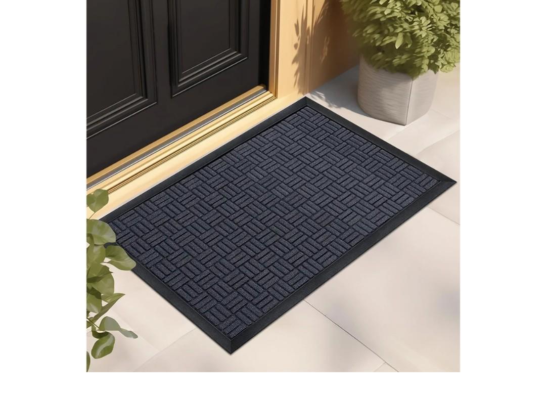 Mibao Front Door Mat, Heavy Duty Durable Welcome Mat for Outdoor Indoor, Dirt Trapper Waterproof Super Absorbent Door Mat for Entryway Outside Patio Porch, 47" x 24", Navy