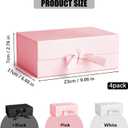 4Pcs Gift Box with Lids, 9"6.7"2.8" Magnetic Closure Collapsible Gift Boxes, Bridesmaid Proposal Box with Ribbons for Christmas Mothers Day Fathers Day Graduations Weddings Birthdays(Pink)