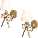 Bedside Wall Mount Light, Modern Wall Sconce Lights Fabric Shade Creative Bow Wall Lamps Perfect for Bedroom Living Room Reading Room and Hotel (2 Pack)