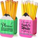 2 Pcs Pencil Shaped Holder Wooden Sharp and Dull Dispenser Pencil Storage Organizer for Student Teacher Classroom Organization Back to School Classroom Office