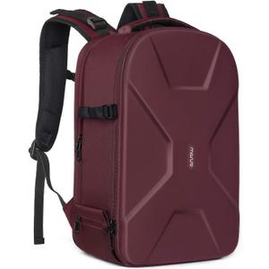 MOSISO Camera Backpack, DSLR/SLR/Mirrorless Photography Camera Bag 15-16 inch Waterproof Hardshell Case with Tripod Holder&Laptop Compartment Compatible with Canon/Nikon/Sony, Wine Red