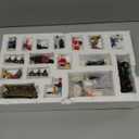 Soaoo 24 Pieces Christmas Village Figurines Decoration Set Christmas Village Accessories with Santa Claus Snowmen Street Lamps Tree for Christmas Town Scene Desktop Ornaments Landscape Decor