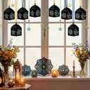 Maitys 16 Sets Eid Mubarak Lantern Craft Kit, Ramadan DIY Islamic Paper Lanterns with Transparent Tissue Paper Strings, Star and Moon Patterns Decor for Mosque Home Eid Party Decoration