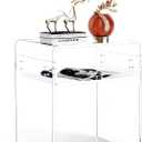 Clear Acrylic End Table 2-Tier Bedside nightstand for Living Room Bedroom Home Decor (Clear) (Clear)