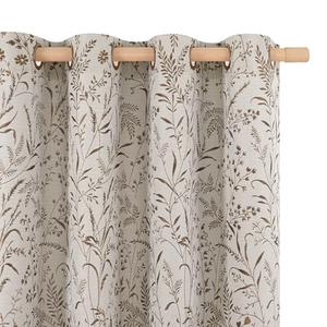 BGment Brown Fall Curtains for Living Room - Linen Jacquard Leaf Floral Botanical Branch Vintage Cottage Core Light Filtering French Country Scandi Style Decor Window Drapes, 2 Panels, 52 x 84 Inch