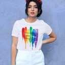 Funny Pride Shirt Women Love Wins LGBT Equality Letter Print Tee White (White, S)