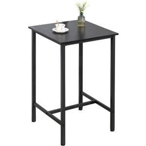 Finnhomy Bar Table, 23.6" Pub High Top, Square Bar Height, Counter Height Cocktail, Small Kitchen Set for 2, Breakfast for Kitchen, Living Room, Rustic Black