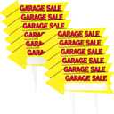 Hoomall Yellow Waterproof Garage Sale Sign, 12 Pack Reusable 16x6inch/40.5x15cm Double Sided Sale Sign, Plastic Yard Sale Supplies with Metal Stakes