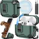 Inesore Compatible with AirPods 4th Case with Phone Stand & Cleaning Kit, Compatible with Magsafe, Magnetic Automatic Lock for Airpods 4 with Active Noise Cancellation Charging Cover (2024) (Green)