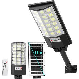 EMANER Solar Street Light with 108 LEDs, 6500K Dusk to Dawn Solar Motion Light Max. 3000Lux with 5 Modes, 7400mWh Waterproof Solar Powered Light for Garden Garage Path (Black)