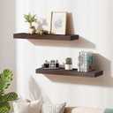 30x6.8x1.7in Solid Wood Floating Wall Shelf Set of 2 Walnut Finish, 30x6.8x1.7-2pack