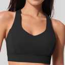 Sports Bras for Women Criss Cross Back - V Neck Adjustable Wide Straps High Support Removable Pad Gym Crop Tank Tops (Black, S)