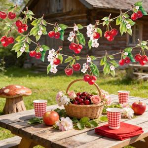 Cherry Decor Cherry Garland Party Decoration Hanging Decoration Cherries Birthday Garlands for Birthday Wedding Baby Shower Christmas Home Decor