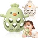 2 Pack Baby Teething Toys Soft Silicone, Baby Teethers for Babies 3-6 Months BPA Free, Anti-Drop Teething Mitten, 100% Food-Grade Silicone, Baby Chew Toys for Sucking Needs (Green & Beige)