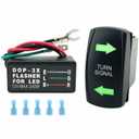 Turn Signal Rocker Switch with Flasher Green LED On/Off/On Compatible with ATV UTV RV Vehicle Off-Road Pickup Tractor Boat Motorcycle Universal Turn Signal Switch (Switch & Flasher)