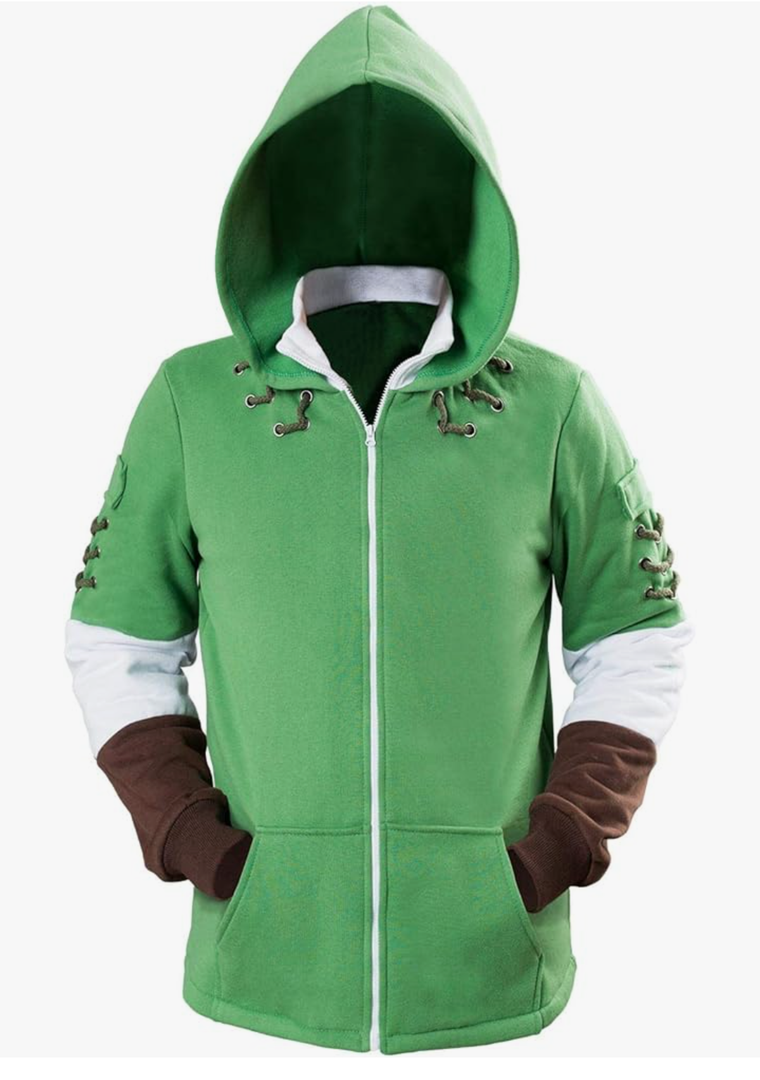 Ya-cos Adult Cosplay Hoodie Hooded Coat Zipper Jacket Green Sweatshirt Costume Outfit
Size S
