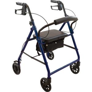 ProBasics Medical Rolling Walker with Wheels - 4 Wheel Walker with Seat, Backrest and Storage Pouch - Rollator Walker for Seniors - Durable Steel Frame Supports up to 300 lbs, 6-inch Wheels, Blue