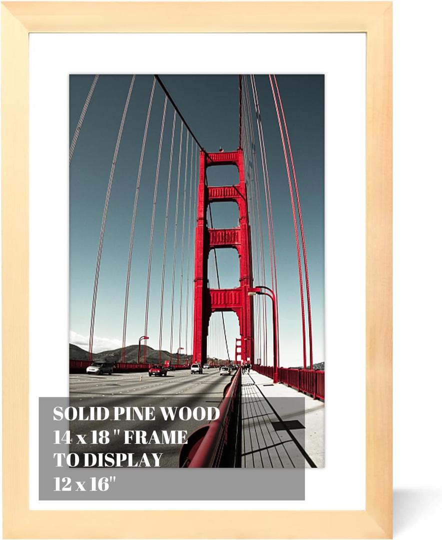 14x18 Picture Frame Diamond Painting Frames Poster Frames Made of Solid Wood,Display Pictures 12x16 with Mat or 14x18 without Mat for Photos, Paintings,Walls Decoration,Anniversary,Wedding,Christmas