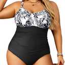 Aqua Eve Plus Size Swimsuit for Women Tummy Control One Piece Bathing Suit Vintage Swimwear, size 22W