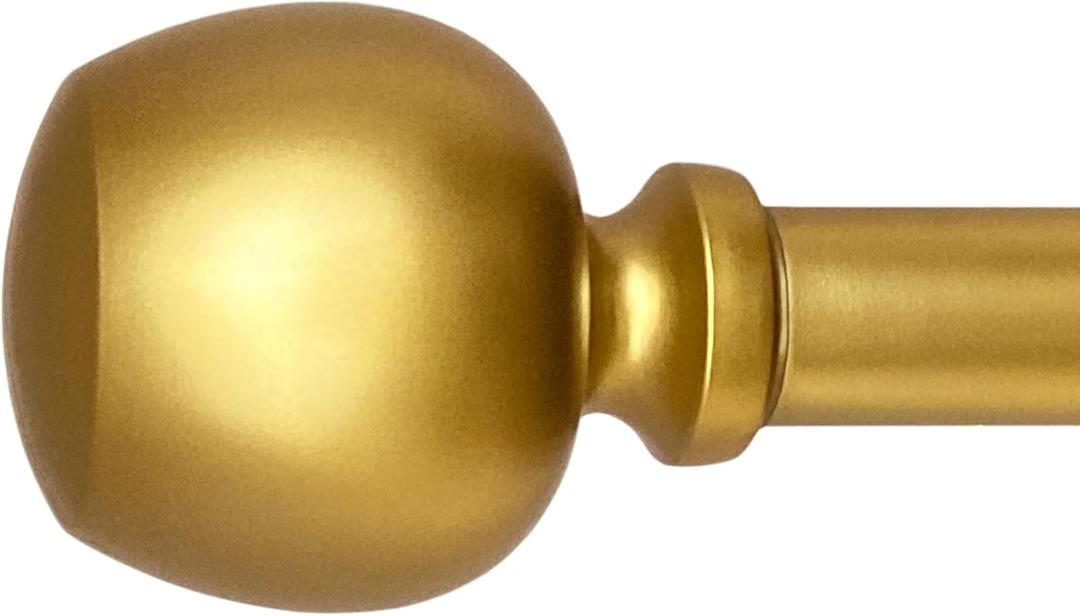 Morena II 12-20 Inch Adjustable Side Curtain Rod Set Pair, 1 Inch Diameter in Brass