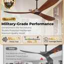 72" Ceiling Fans Without Lights, 72-inch Ceiling Fan No Light, High CFM Quiet 3 Blade Wood Walnut Ceiling Fan, Large Modern Outdoor Fan with Remote, Propeller Outdoor Ceiling Fans for Patios