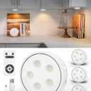 Puck Lights with Remote Control,Under Cabinet Lighting Magnetic,LED Closet Lights Rechargeable,Dimming Tap Light, Stick on Lights, for Closet, Bedroom Wall, Under Cabinet(Warm Color)4 Pack