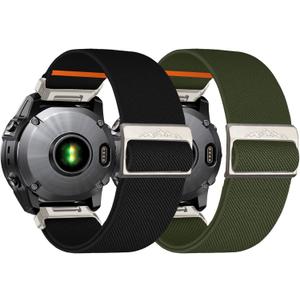 26mm Nylon Stretchy Band for Garmin Fenix 6x/5x/7x Band, Soft Adjustable Smartwatch Bands for Garmin Fenix 5X Plus, Fenix 6X Pro,Fenix 3,Fenix 3 HR, Descent MK1/Mk2/ Mk2S,Enduro/Enduro 2