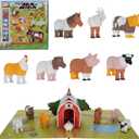 POPULAR PLAYTHINGS Magnetic Animals for Toddlers 1-3, Mini Mix or Match Animal Toys, Set of 7 Gift for Kids - Farm Animals with Pop-up Playmat