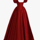 Women Victorian Style Ball Gown Plus Size Satin Gothic Rococo Gown Dress (Small, Red)
