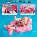 Mambobaby Baby Pool Float with Canopy, Non-Inflatable Infant Swim Float with Safe Seat and Tail Support for 3-24 Months, UPF 50+ Sun Protection, Large