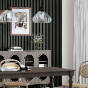 DOLLAR BOSS Acoustic Wood Slat Panels 23.6"x23.6" 2-Pack - Soundproof Noise Reducing Wall Panels, Eco-Friendly MDF & Fiber, Easy Install 3D Fluted Design for Bedroom, Office, Studio (Matte Black)