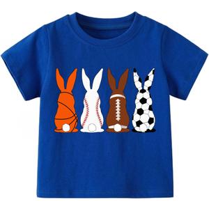 Boys Easter Shirts Bunny T-Shirts Basketball Baseball Soccer Football Rabbit Casual Short Sleeve Tee 3T 4T Navy Blue