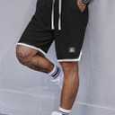 VOGSTART Mens Waffle Sweat Shorts Basketball Athletic Casual Midweight 8'' Inseam Shorts with Pockets (S-XXL) (Black, L)