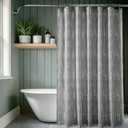 2 x HPD Half Price Drapes Blossom Printed Shower Curtain 71 Inches Long with 12 Hooks (1 Panel), Machine Washable Shower Curtains for Bathroom, 70W x 71L, Drizzle Grey
