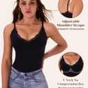 EUYZOU Womens Tummy Control Shapewear Tank Tops Seamless V-Neck Compression Tank Tops Body Shaper Camisole (Black, XXL)