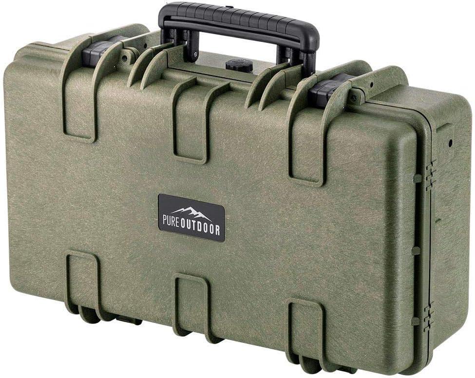 Monoprice Weatherproof Hard Case - 22in x 14in x 8in, OD Green with Customizable Foam, Shockproof, IP67 (20.3 Liter)