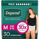 Depend Fresh Protection Adult Diapers, Incontinence & Postpartum Bladder Leak Underwear for Women, Disposable, Maximum, Medium, Blush, 30 Count, Packaging May Vary