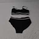BMJL Women's High Waisted Bikini Sets Sporty Two Piece Swimsuits Color Block Cheeky High Cut Bathing Suits (Medium, Black Ribbed)